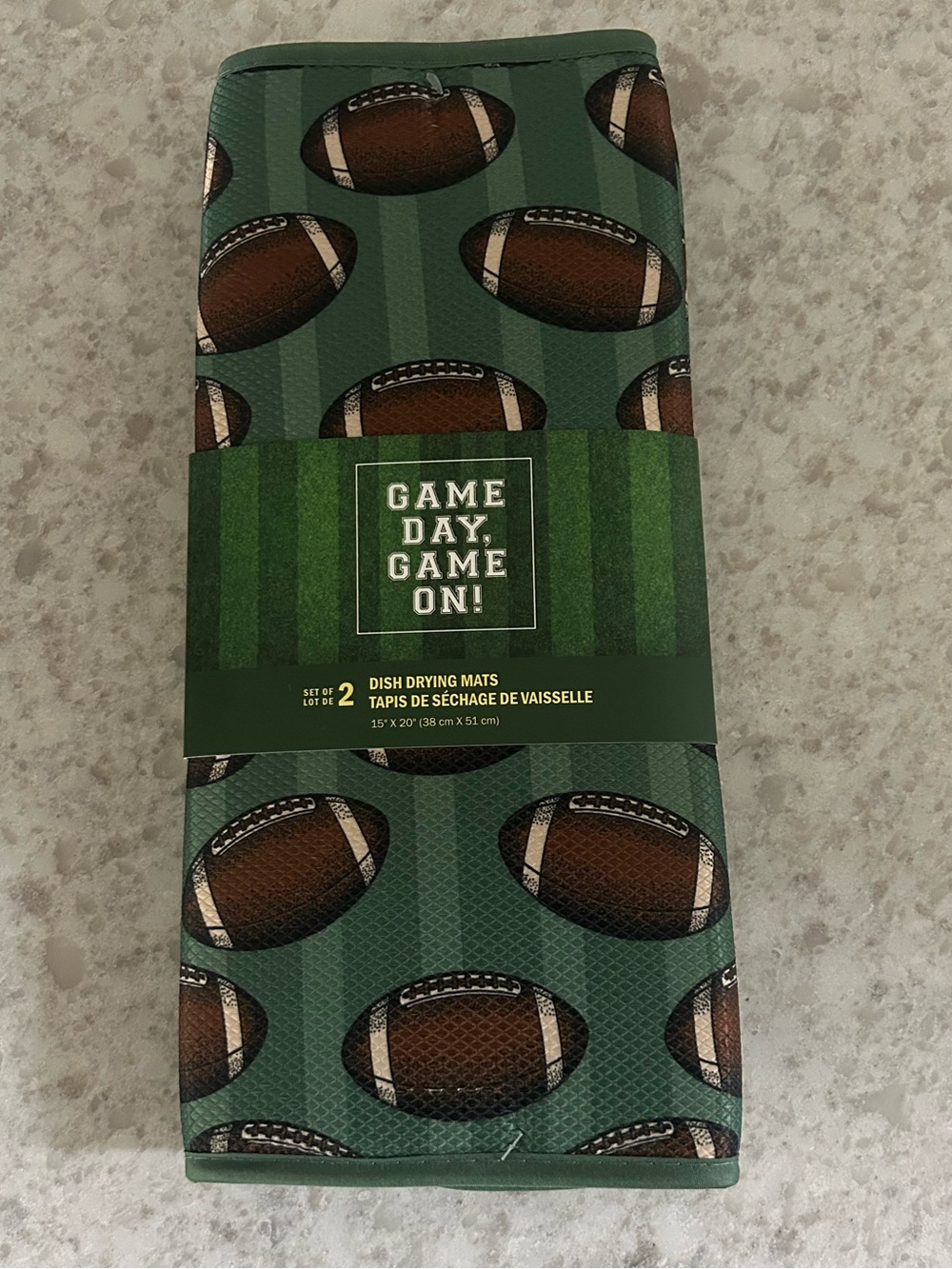 “New” Game Day Dish Drying Mat Set in Green - 2-Pack